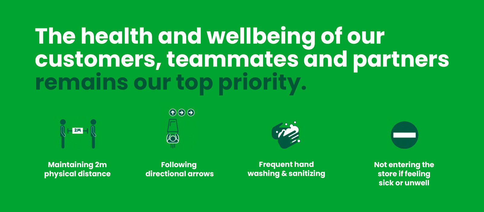 The health and wellbeing of our customers, teammates and partners